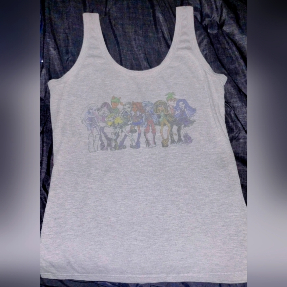 Vintage Monster High Light Gray Tank Top Size XXL In Girls Or Women's Medium